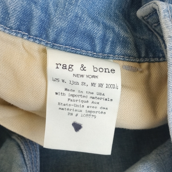 Rag & Bone Light Wash Denim Blue Dungarees Short Overalls/ Jumper L ($295) NWT - Picture 10 of 16
